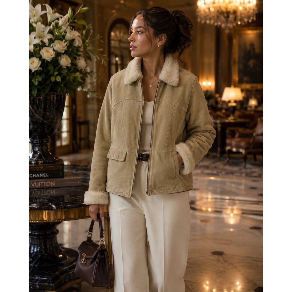 Wilson's Leather Maxima‎ Suede Coat Faux Fur Luxury Women XL Comfort